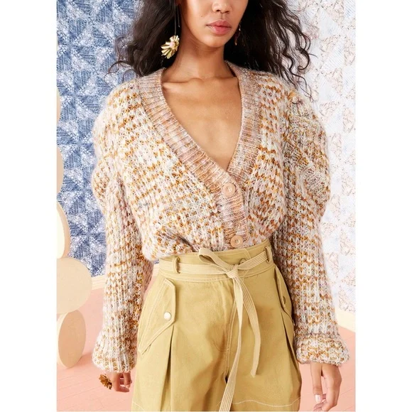 Ulla Johnson Puff-Sleeve Knit Wool-Blend Fiora Cardigan - Picture 3 of 5